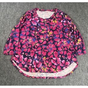 Escape By Habitat Women's Large Floral L/S Blouse Pink EUC